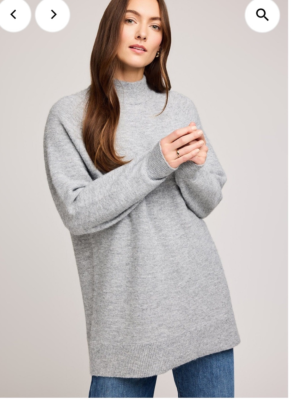 Gentle Fawn Lena knit Med Grey Mock-Neck Sweater M